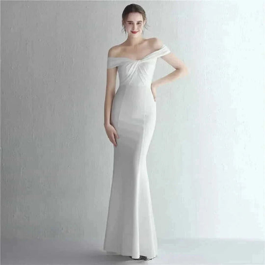off-shoulder maxi dress | stretchy jersey fabric | midi length dress | energy saving