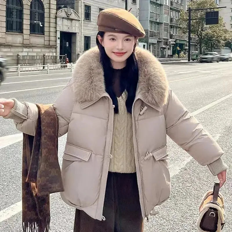 korean wool blend puffer jacket | oversized fit winter coat | lightweight thermal insulation | ultrasonic cleaning