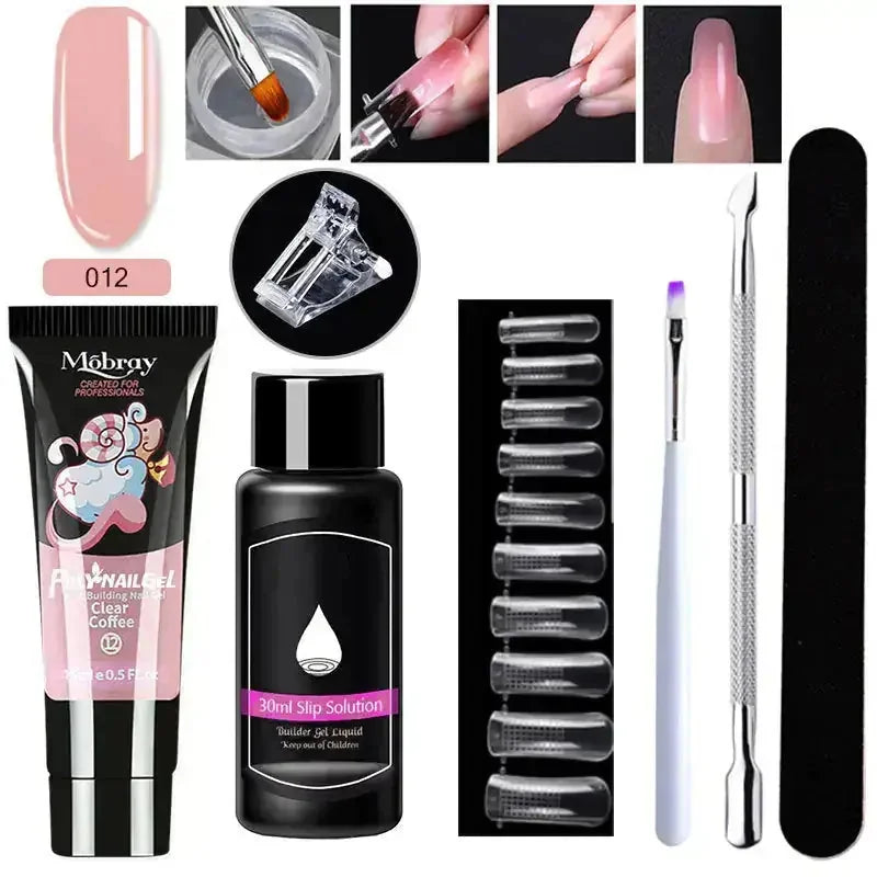 crystal nail extension kit | professional nail art set | acrylic nail forms set | ultrasonic cleaning