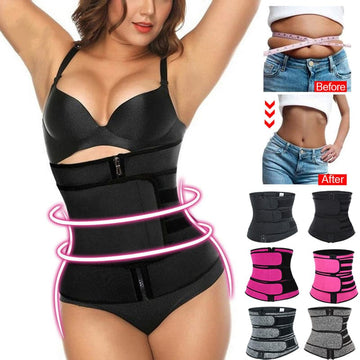 Tummy Sweat Shapewear Bodysuits Women Waist Trainer Slimming 2-3 Belts Workout Shaper Corset 