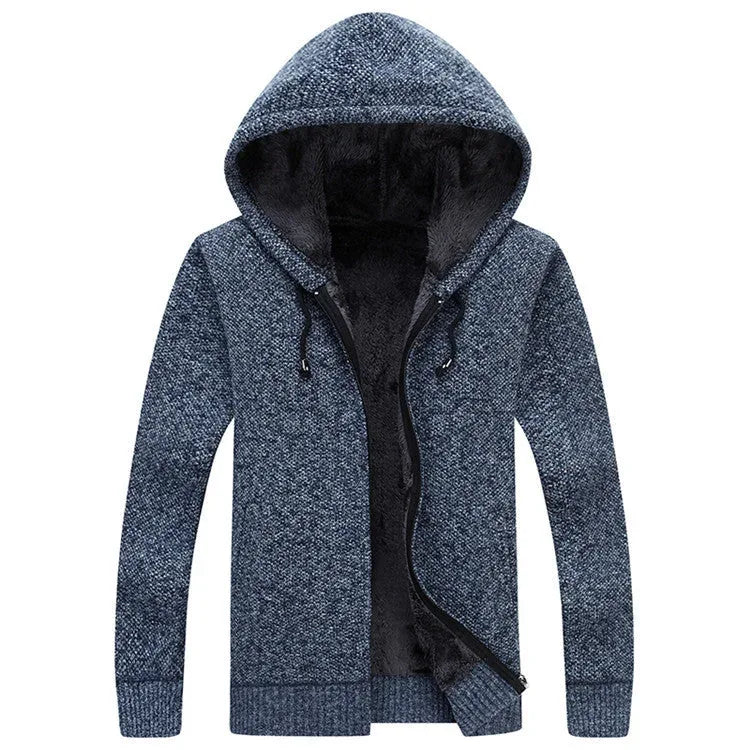 thick cotton cardigan | hooded winter coat | fleece lined jacket | energy saving