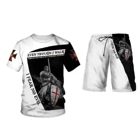 3D Printed Men's T-shirt Sports Suit - close-up detail (material: polyester | pattern: solid, check | style: casual,...