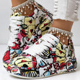 Women's Casual Round Toe Thick Sole Lace-Up Sneakers, Random Print Design, Comfortable Sporty Shoes For Daily Wear Meifu Market