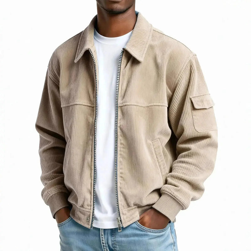 heavyweight corduroy jacket | mens vintage style jacket | casual long sleeve coat | energy saving
