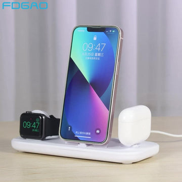 3 in 1 Wireless Charger Pad Stand For iPhone 14 13 12 11 Apple Watch Fast Charging Dock Station for Airpods IWatch Phone Holder - Meifu Market