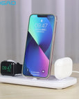 3 in 1 Wireless Charger Pad Stand For iPhone 14 13 12 11 Apple Watch Fast Charging Dock Station for Airpods IWatch Phone Holder - Meifu Market