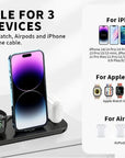 3 in 1 Wireless Charger Pad Stand For iPhone 14 13 12 11 Apple Watch Fast Charging Dock Station for Airpods IWatch Phone Holder - Meifu Market