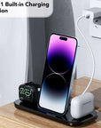 3 in 1 Wireless Charger Pad Stand For iPhone 14 13 12 11 Apple Watch Fast Charging Dock Station for Airpods IWatch Phone Holder - Meifu Market