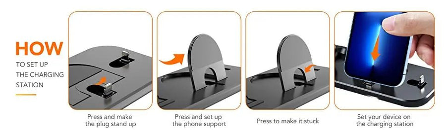 3 in 1 Wireless Charger Pad Stand For iPhone 14 13 12 11 Apple Watch Fast Charging Dock Station for Airpods IWatch Phone Holder - Meifu Market