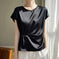 Crew-neck Simple All-match Drawstring Short-length Short-sleeve T-shirt M - front view 0