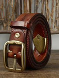 thick genuine cowhide belt | 38cm wide leather belt | solid brass buckle belt | ultrasonic cleaning