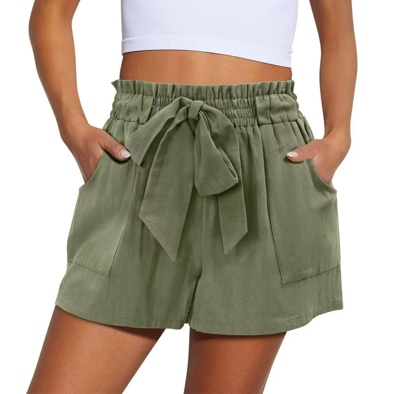 elastic waist shorts for women | drawstring casual shorts | summer solid color shorts | ultrasonic cleaning