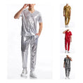 chrome-effect party suit | metallic disco blazer | shiny dance costume | ultrasonic cleaning
