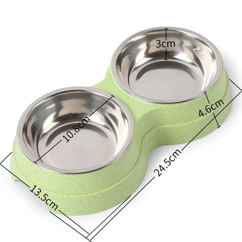 Double Pet Bowls Dog Food Water Feeder Stainless Steel Pet Drinking Dish Feeder Cat Puppy Feeding Supplies Small Dog Accessories Meifu Market