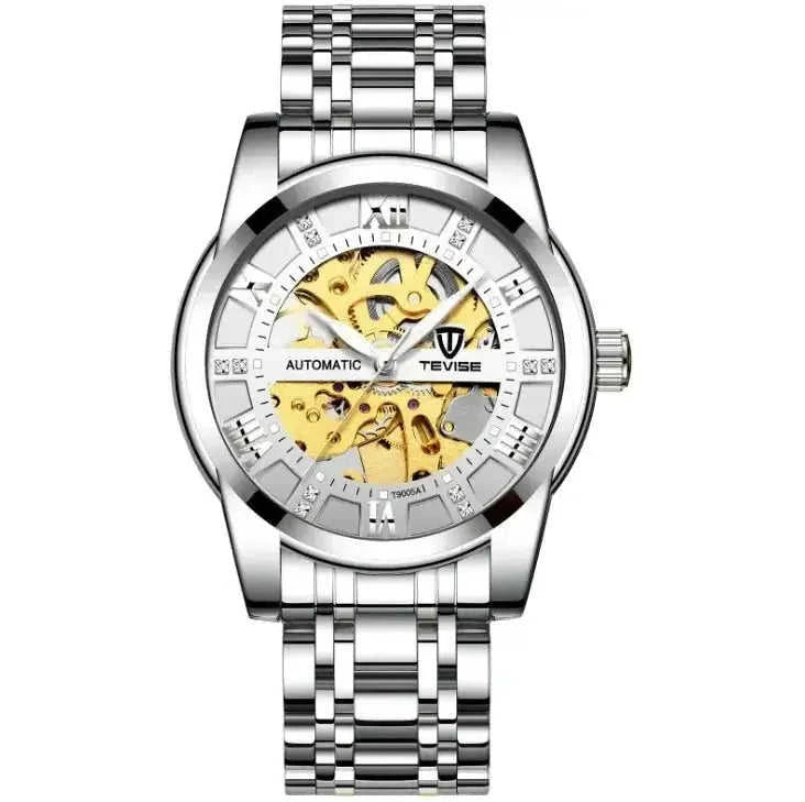 automatic mechanical movement | stainless steel case | 50m waterproof rating | energy saving