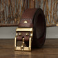 Retro Washed Matte Top-grain Leather Brass Buckle Belt meifu market