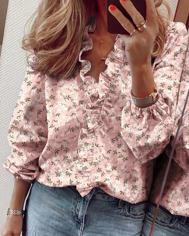 European and American new long-sleeved ruffled shirt Meifu Market