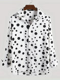 long sleeve polka dot shirt | cotton blend casual shirt | mens button down shirt | ultrasonic cleaning