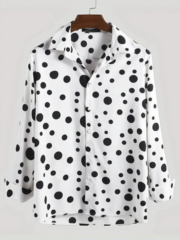 long sleeve polka dot shirt | cotton blend casual shirt | mens button down shirt | ultrasonic cleaning