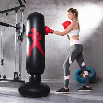 inflatable boxing column for adults | heavy-duty pvc punching bag | adjustable height fitness equipment | ultrasonic cleaning