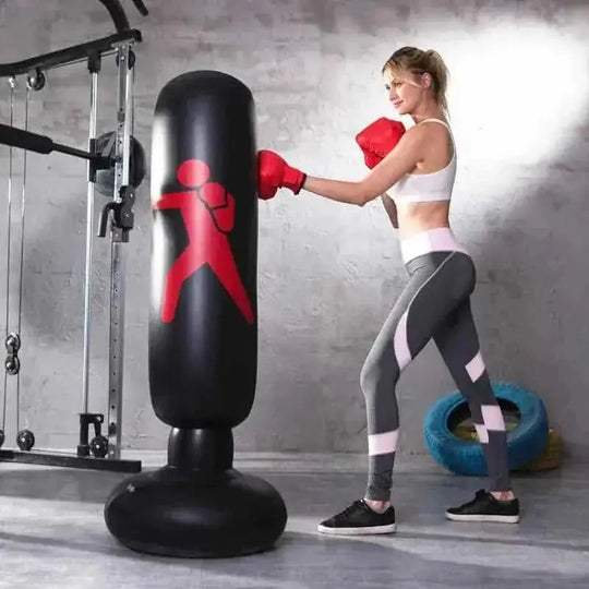 inflatable boxing column for adults | heavy-duty pvc punching bag | adjustable height fitness equipment | ultrasonic cleaning
