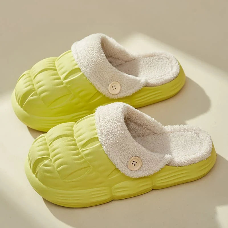 removable fluffy slippers | waterproof house shoes | non-slip indoor footwear | energy saving