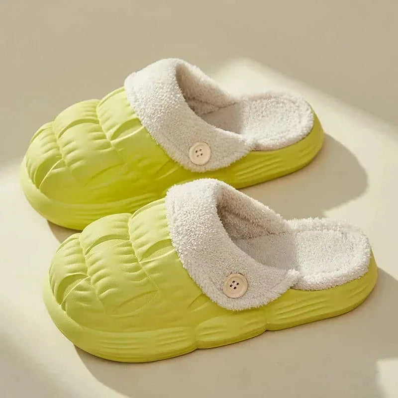 removable fuzzy slippers | waterproof house shoes | non-slip indoor footwear | energy saving