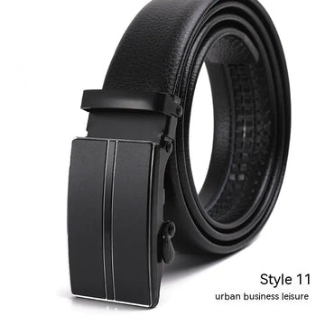 Men's Fashion Automatic Buckle Litchi Pattern Belt meifu market