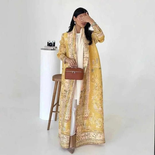 plus-size abaya robe | long cardigan coat | breathable cotton fabric | energy saving