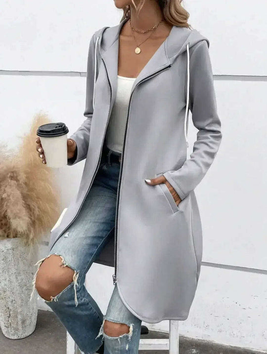 Personality Street Zip Hooded Long Velvet Lining Sweatshirt Meifu Market