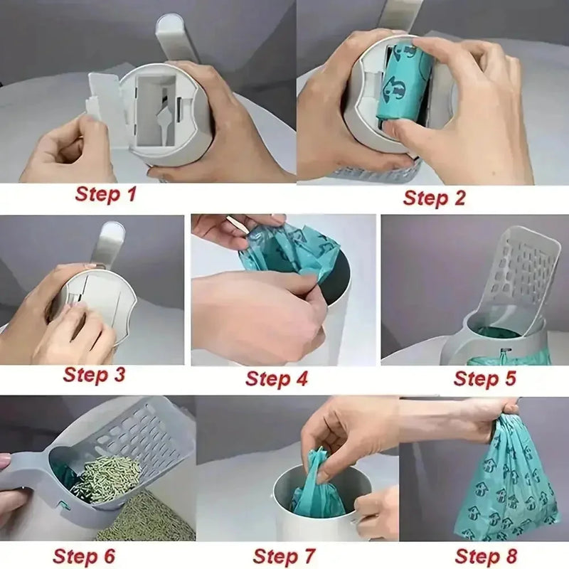 biodegradable pet waste bags | 8-inch cat litter scoop | leak-proof disposable bags | ultrasonic cleaning