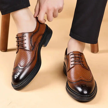 Hollow Leather Shoes Men's Business Formal Wear Casual Meifu Market
