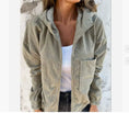 Corduroy Hooded Zip-up Jacket With Pockets Fashion Casual Drawstring Tops Outerwear Women's Clothing Meifu Market