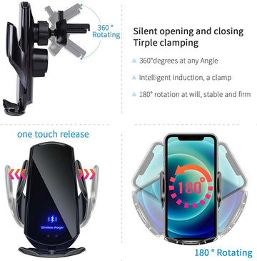 30W Car Wireless Charger Automatic Magnetic Chargers Mount Phone Holder Air Vent for iPhone 14 13 12 11 8 Samsung Fast Charging - Meifu Market