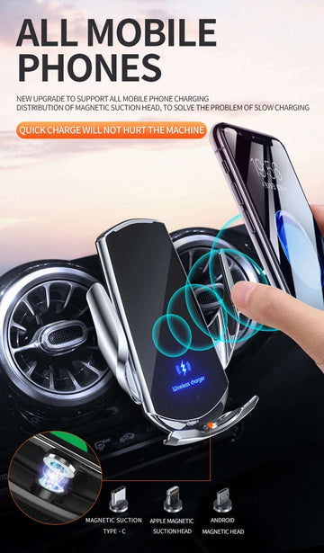 30W Car Wireless Charger Automatic Magnetic Chargers Mount Phone Holder Air Vent for iPhone 14 13 12 11 8 Samsung Fast Charging - Meifu Market