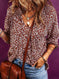 Printed Chiffon Shirt Sweet Wind Deep V-neck Long Sleeve Top L - in use demonstration