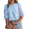 Women's Puff Sleeve Chiffon Loose Top Flower Texture Shirt Meifu Market