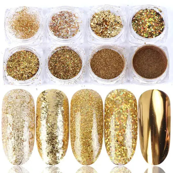 8 Box Mix Glitter Nail Art Powder Flakes Set Meifu Market