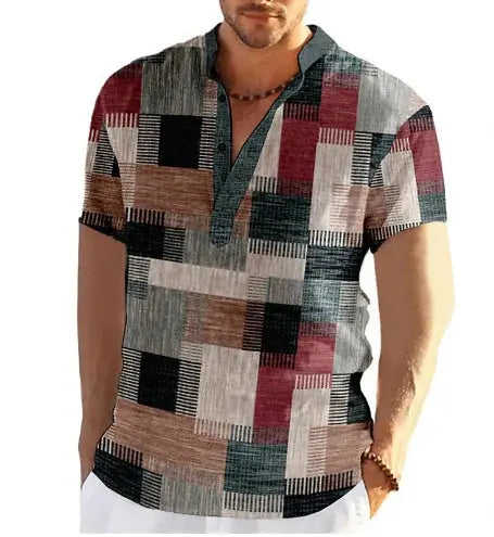 Mens Simple Linen Printed Top For Spring And Autumn Linen 09 - alternative view