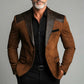 brown suede blazer | textured leather accents | premium suede jacket | energy saving
