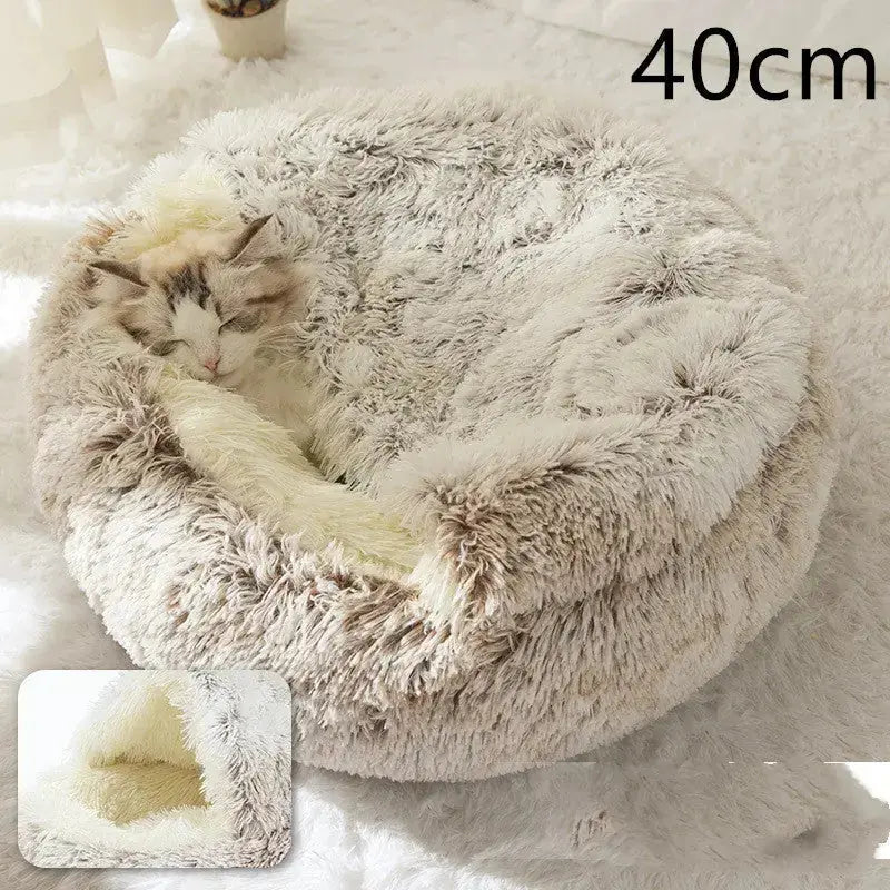 2-in-1 Dog & Cat Bed - Round Plush Warm Winter Pet House Meifu Market