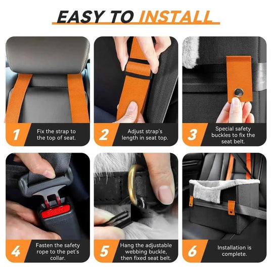Portable Small Dog Car Seat Dog Booster Seat For Car With Clip-On Safety Leash Perfect For Small Pets Pet Products Orange ...