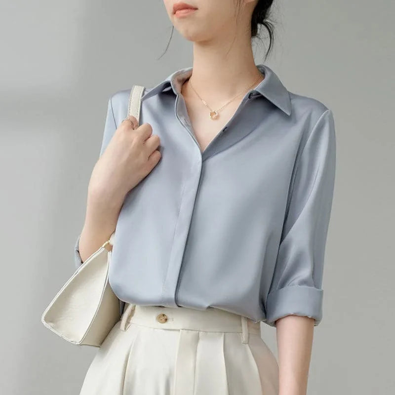 vintage satin shirt for women | checkered womens shirt | retro satin blouse | energy saving