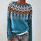 Women's Knitted Pullover Sweater - Round Neck Multicolor Loose Fit Top Meifu Market