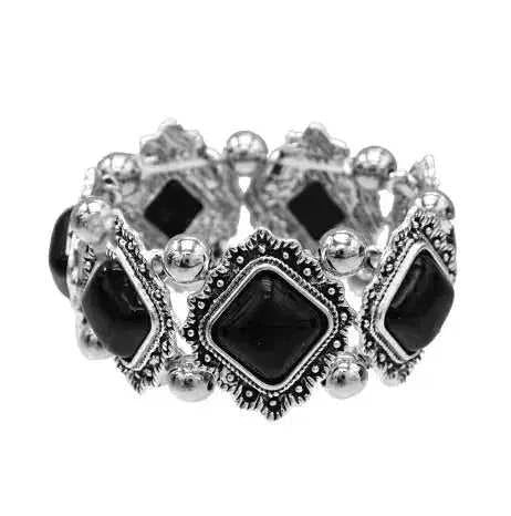 elastic turquoise bracelet | adjustable boho bangle | vintage tribal jewelry | energy saving