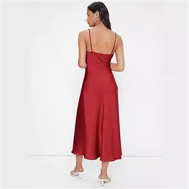 Strap Satin Without Back Pajamas Dress Women Meifu Market