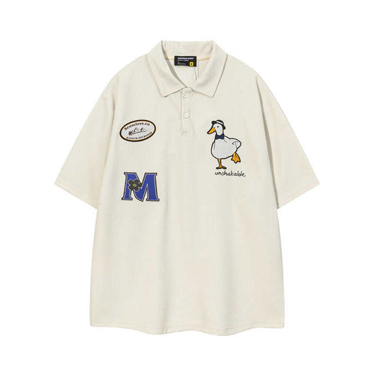 Waffle Knit Cartoon Polo — Couple Matching Short Sleeve Shirt