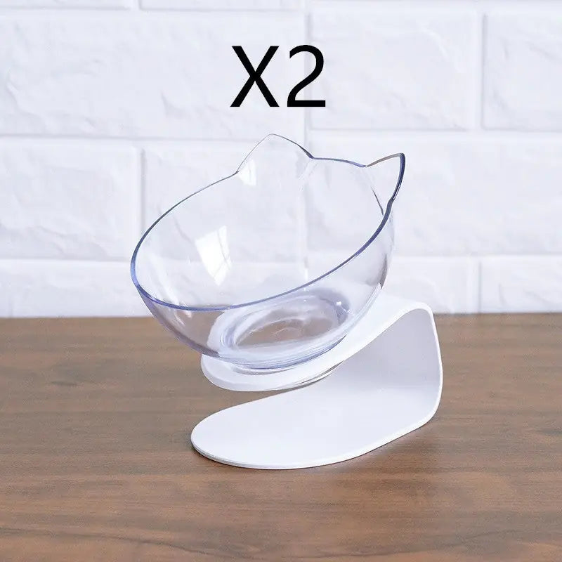 Non Slip Double Cat Bowl With Raised Stand Pet Food Cat Feeder Protect Cervical Vertebra Dog Bowl Transparent Pet Products Meifu Market