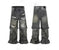 Camouflage Stitching Micro-pull Wide Leg Ripped Ripped Jeans - Meifu Market