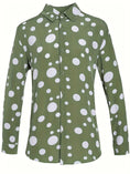 long sleeve polka dot shirt | cotton blend casual shirt | mens button down shirt | energy saving